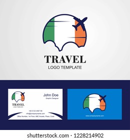 Travel Ireland Flag Logo and Visiting Card Design