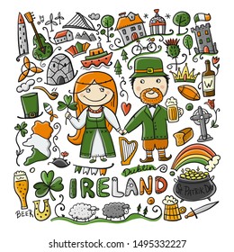 Travel to Ireland. Greeting card for your design