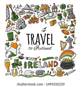 Travel to Ireland. Greeting card for your design