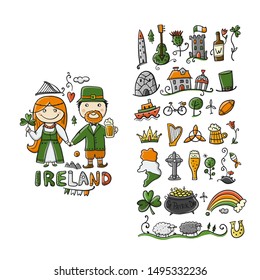 Travel to Ireland. Icons set for your design