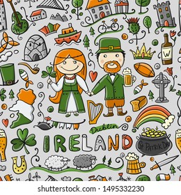 Travel to Ireland. Seamless pattern for your design