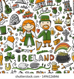 Travel to Ireland. Seamless pattern for your design