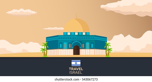 Travel to Israel, Jerusalem Poster skyline. Vector illustration