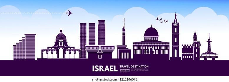 Travel To Israel vector illustration.