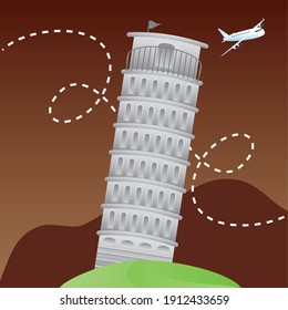 travel italian landmark piza tower vacations tourism vector illustration