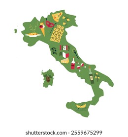 Travel to Italy banner design. Italian culture and old heritage landmarks, carnival mask, italian food, gondola of Venice and etc. Vector illustration