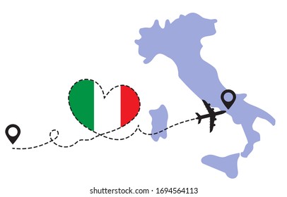 Travel to Italy by airplane concept. I love Italy vector illustration
