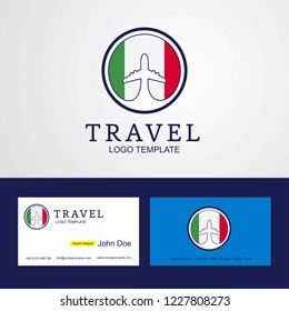 Travel Italy Creative Circle flag Logo and Business card design