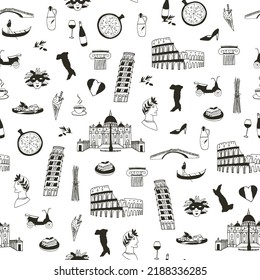 Travel Italy travel landmarks vector seamless pattern