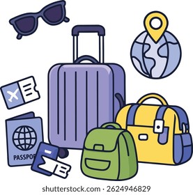 Travel items vector illustration Flat Style