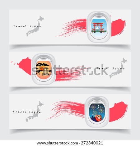 travel japan concept banner template air stock vector royalty free