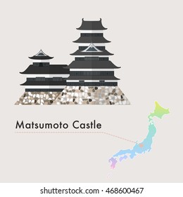 Travel Japan famous castle series vector illustration - Matsumoto Castle