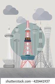 Travel Japan famous tower series vector illustration - Sapporo TV Tower