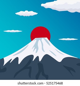 Travel to Japan. Mountain. Vector illustration