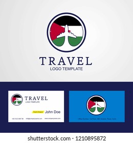 Travel Jordan Creative Circle flag Logo and Business card design