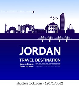 Travel To Jordan vector illustration.