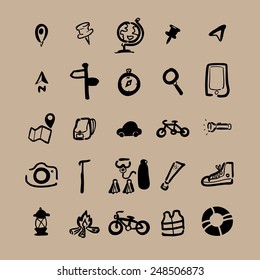 Travel journey icons set cartoon vector