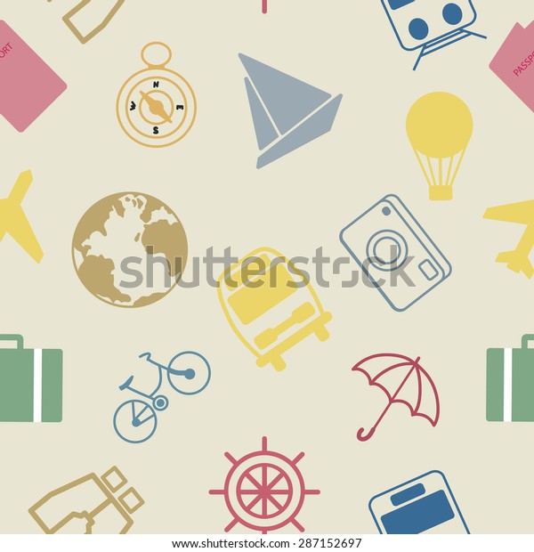 Travel\
journey. pattern colorful seamless\
background.