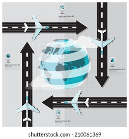 Travel And Journey Runway Airplane Business Infographic Design Template