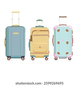  travel, journey, suitcase, vacation, trip, holiday, background, voyage, case, illustration, handle, wheel, business, set, vector, bag, isolated, icon, baggage, flight, tourist, tourism, airport