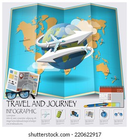 Travel And Journey World Map Infographic Design Template