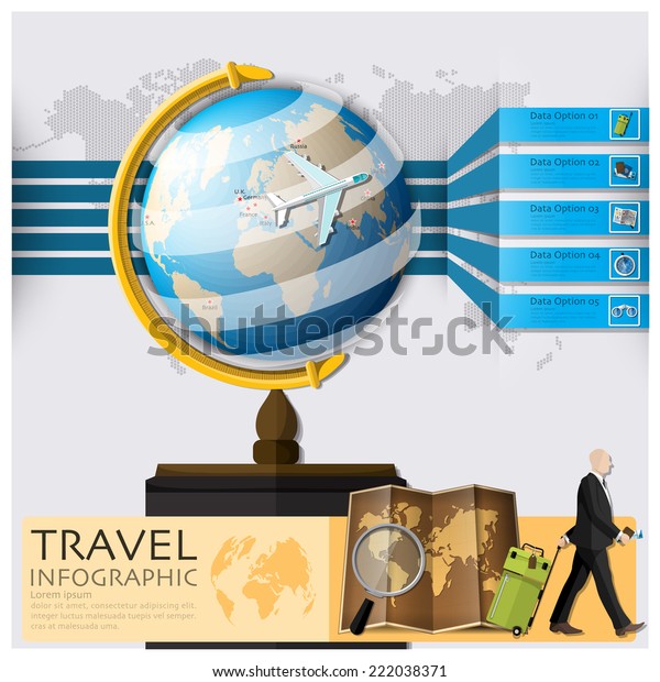 Travel Journey World Map Infographic Background Stock Vector (Royalty ...