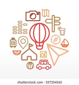 travel, joy icon set