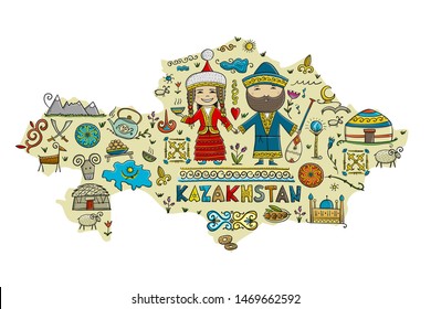 Travel to Kazakhstan. Travel map for your design