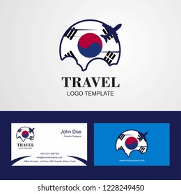 Travel Korea South Flag Logo and Visiting Card Design