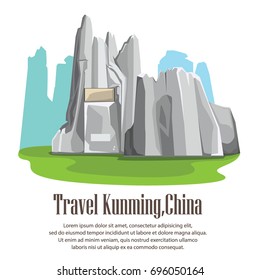 Travel Kunming, stone forest scenic national park, yunnan province, china.