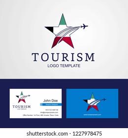 Travel Kuwait flag Creative Star Logo and Business card design