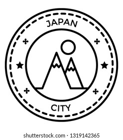 Travel label, japan stamp 