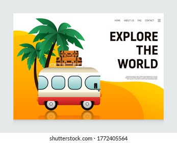 Travel landing page, website template design decorative with vacation concept modern flat design, vector illustration