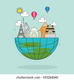 Travel Landmark Concept Vector Illustration.