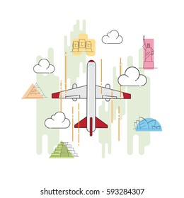 Travel landmark concept vector illustration.