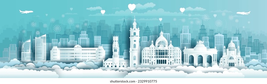 Travel landmarks Belgium with silhouette architecture background, Belgium day anniversary celebration and tour architecture landmark to brussel in Europe with panorama view popular capital.