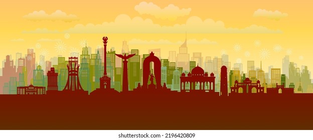 Travel landmarks brazil with silhouette architecture background, Brazil  Day anniversary celebration independence and tour south america landmark to rio de janeiro with panorama view popular capital.