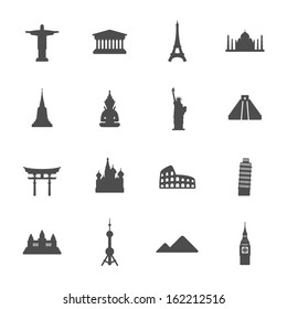 Travel landmarks icon set