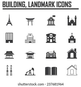 Travel landmarks icon set