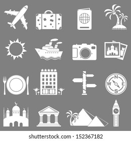 travel and landmarks icons set