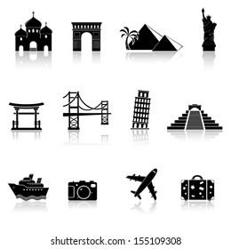 Travel and landmarks icons set