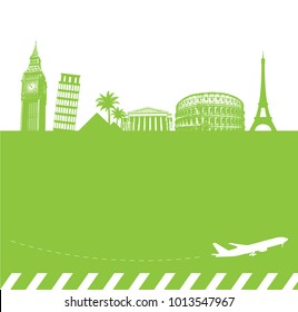 Travel landmarks vector background