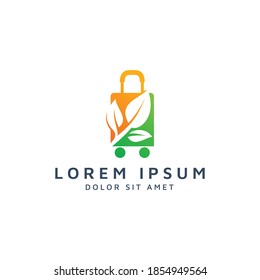 travel and leaf negative space logo design