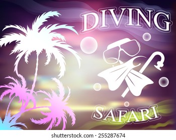 travel and leisure, palm, diving , vector illustration