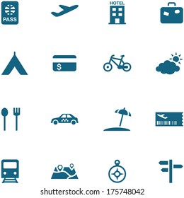 Travel, leisure and tourism icon set vector. All elements are on separate layers. The size and color of icons can be changed easily.