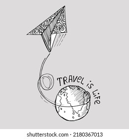 Travel is Life, doodle illustration
