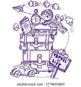 travel is life, doodle and sketch