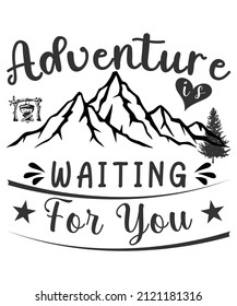 Travel life style inspiration quotes lettering. Motivational quote calligraphy. Adventure is waiting for you.