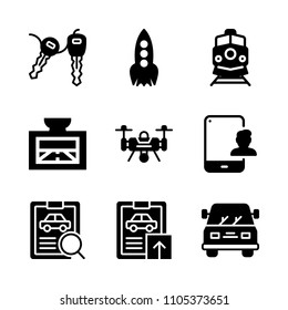 travel, lift, holding and sale icons in Technology vector set. Graphics for web and design
