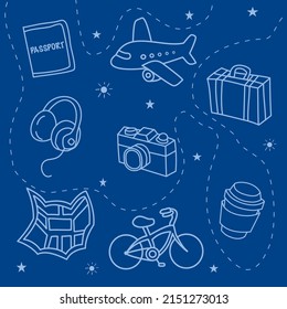 Travel line.on blue background.vector and illustration.